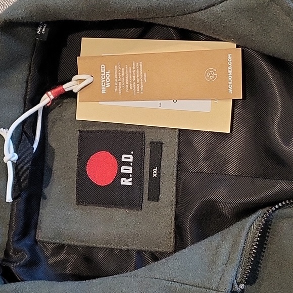 Jack and Jones RDD men's felt/wool bomber in olive colour - Picture 2 of 11